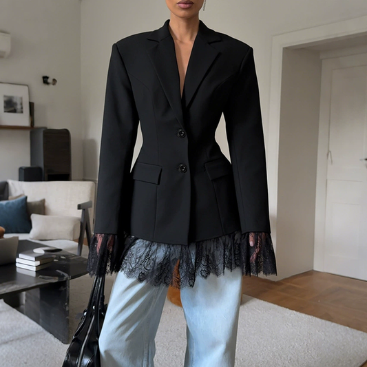Icone™ LuxuryBlazer: Kvinners Blonde Dobbelt-revers Luksusblazer
