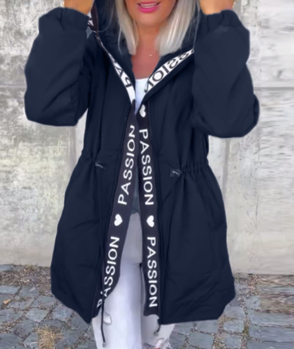 Icone™ HoodedJacket: Dame Casual Bokstavtrykk Snøring Hettejakke