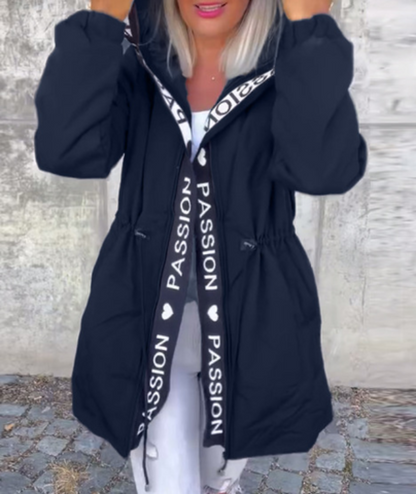 Icone™ HoodedJacket: Dame Casual Bokstavtrykk Snøring Hettejakke