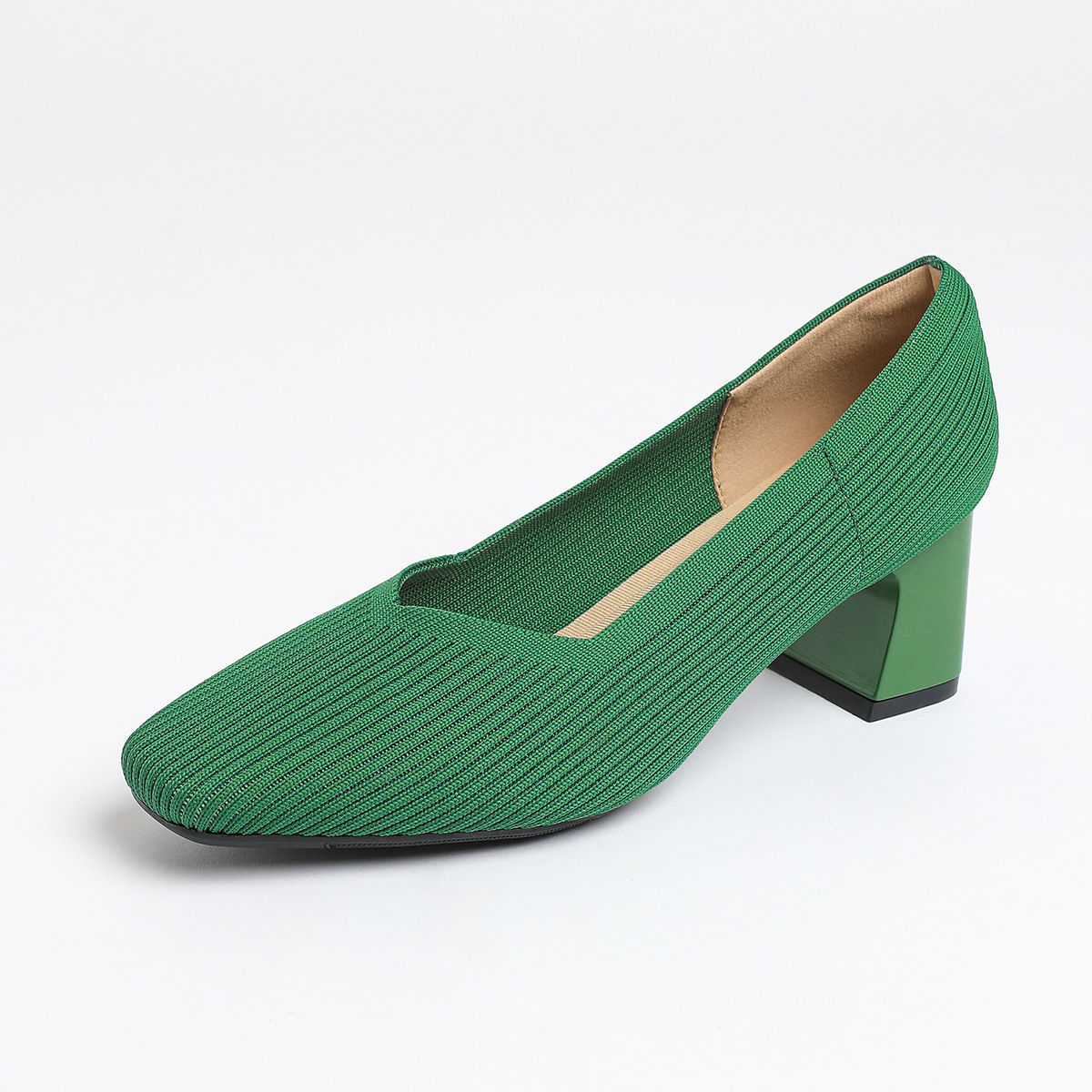 Happy™ KnittedHeels: Kvinner Firkantet Tå Kort Hæl Avslappet Komfort Strikkede Hæler