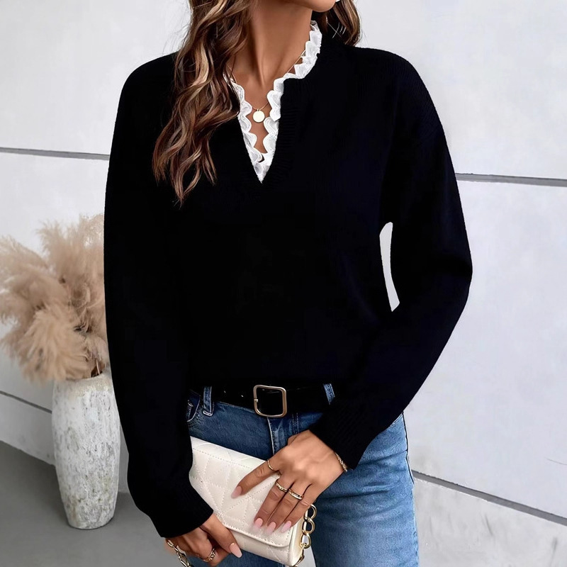 Icone™ SoftSweater: Elegant V-Hals Alsidig Multifarvet Blød Sweater Top
