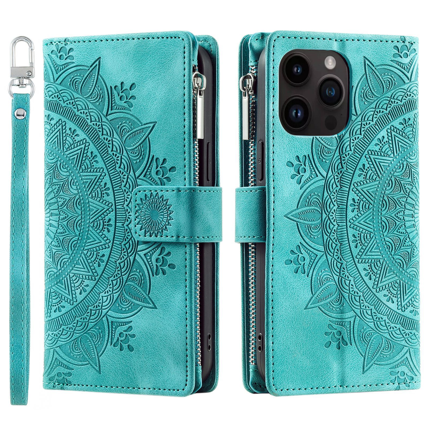 Icone™ WalletCase: Premium Præget Flip Cover Slankt Telefon Tegnebogs Etui