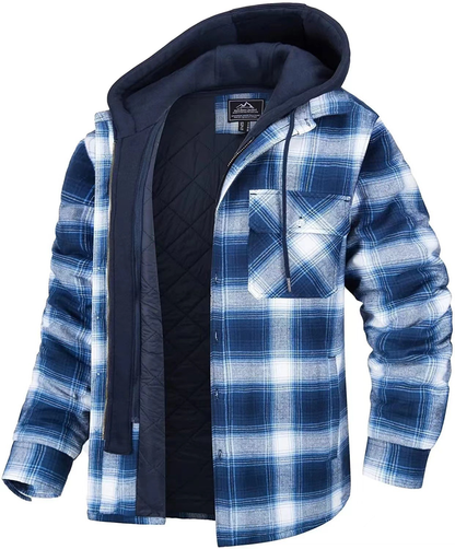 Icone™ PlaidJacket: Herre Stilfull Hette Glidelås Ternet Jakke