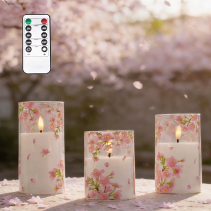 Ledsen™ FloralCandle: Hygge Elegant Glød Delikat Blomsterprint LED Lysestage Sæt