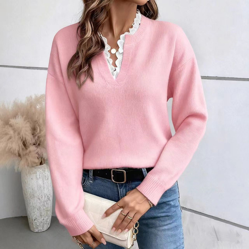 Icone™ SoftSweater: Elegant V-Hals Alsidig Multifarvet Blød Sweater Top