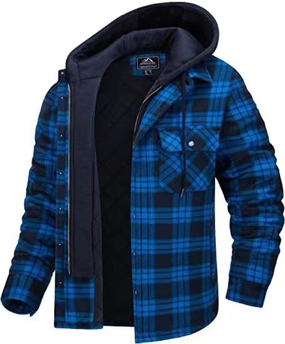 Icone™ PlaidJacket: Herre Stilfull Hette Glidelås Ternet Jakke