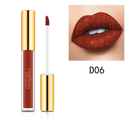 GlitterLipstick 1+1 GRATIS: Langtidsholdbar Letvægts Skinnende Glimmer Læbestift