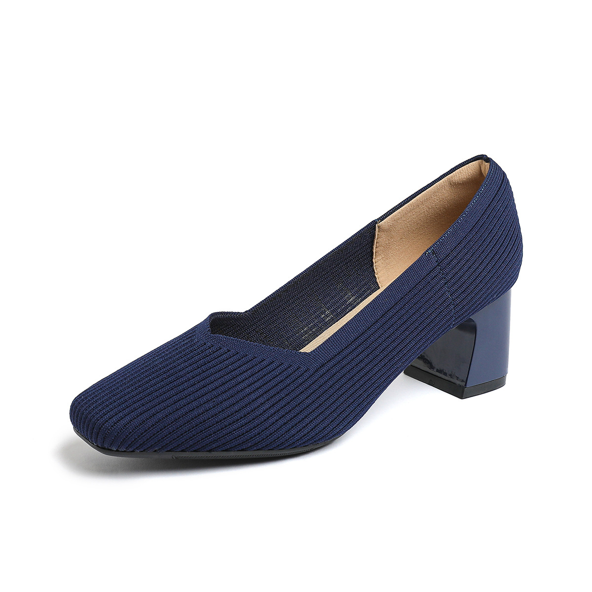 Happy™ KnittedHeels: Kvinner Firkantet Tå Kort Hæl Avslappet Komfort Strikkede Hæler