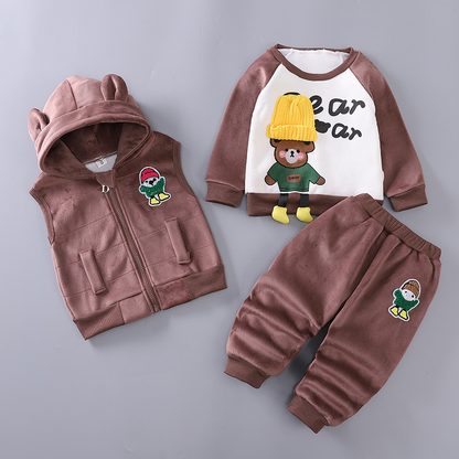 Kletshuts™ BabySet: Tre-Delt Koordineret Teddy Bamse Baby Sæt