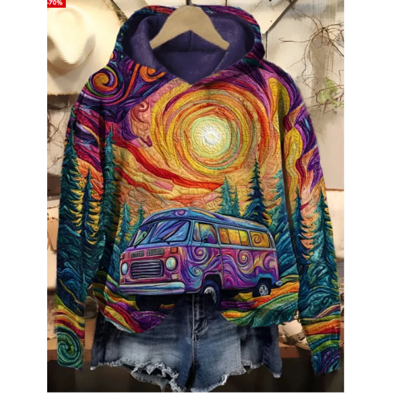 Icone™ SunsetShirt: Stilfuld Tilfældig Langærmet Livlig Solnedgangsskjorte