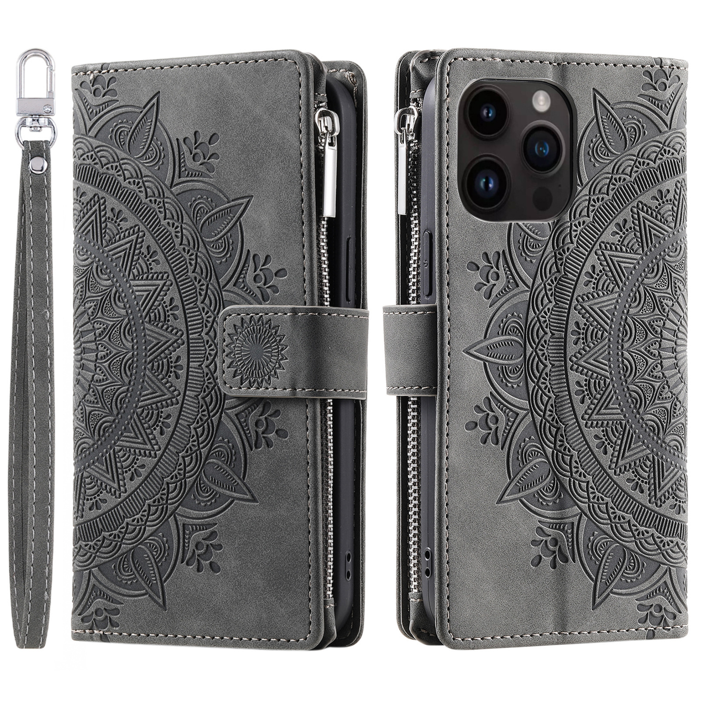 Icone™ WalletCase: Premium Præget Flip Cover Slankt Telefon Tegnebogs Etui