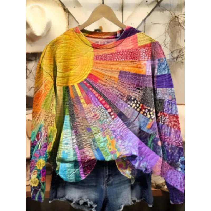 Icone™ SunsetShirt: Stilfuld Tilfældig Langærmet Livlig Solnedgangsskjorte