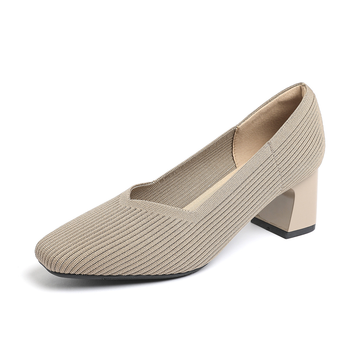 Happy™ KnittedHeels: Kvinner Firkantet Tå Kort Hæl Avslappet Komfort Strikkede Hæler