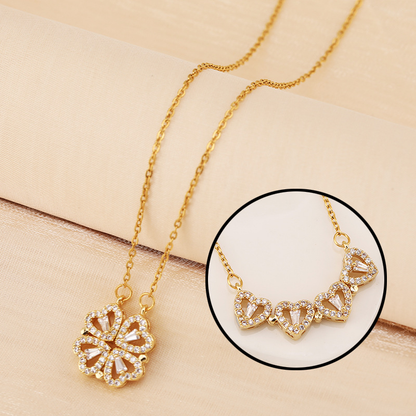 Jewelance™ CloverNecklace 1+1 GRATIS: Stilfuld To-Stil Magnetisk Hjerte Kløver Halskæde