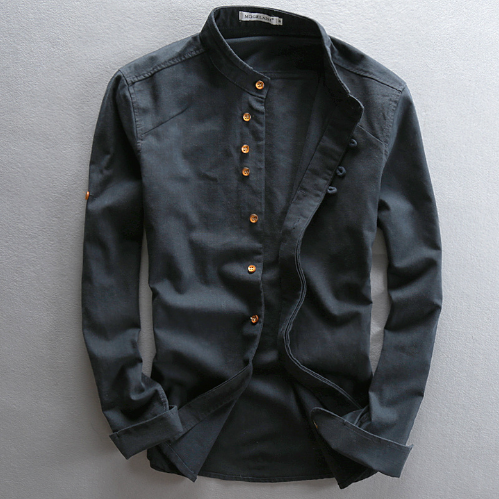 Icone™ CollarlessLongsleeves: Herre Japansk Stil Pustende Krageløs Langermet