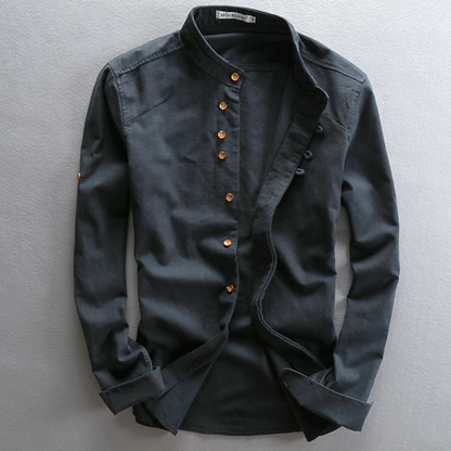 Icone™ CollarlessLongsleeves: Herre Japansk Stil Pustende Krageløs Langermet