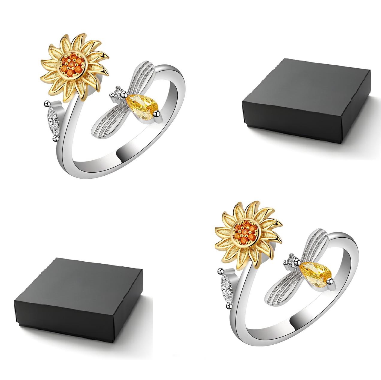Jewelance™ SunflowerRing 1+1 GRATIS: Elegant Justerbar Spinning Solsikkering
