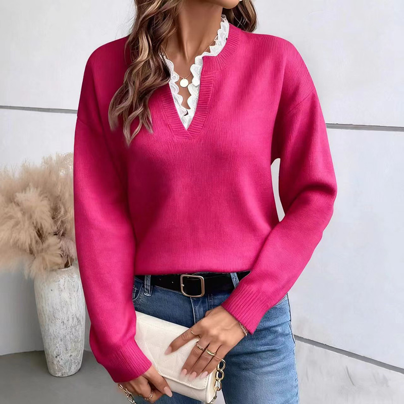 Icone™ SoftSweater: Elegant V-Hals Alsidig Multifarvet Blød Sweater Top
