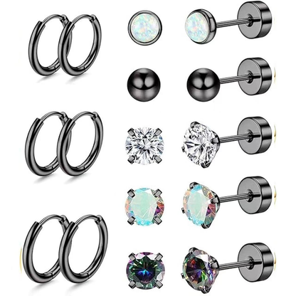 Jewelance™ StudEarrings: Minimalistisk Brusk Piercing Stud Øredobber Sett