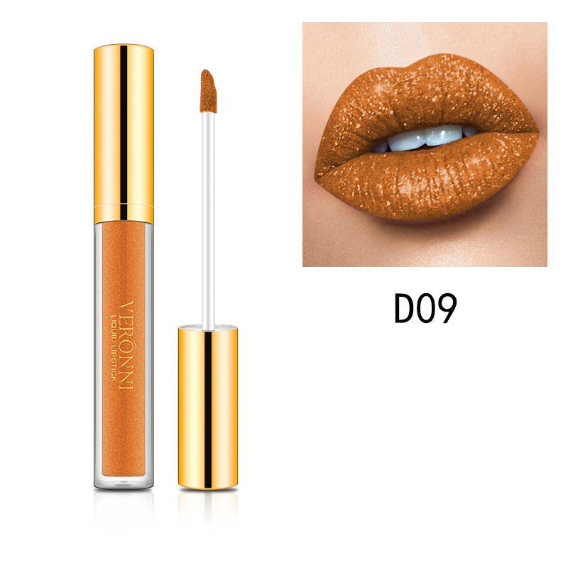 GlitterLipstick 1+1 GRATIS: Langtidsholdbar Letvægts Skinnende Glimmer Læbestift