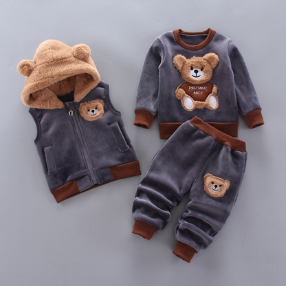 Kletshuts™ BabySet: Tre-Delt Koordineret Teddy Bamse Baby Sæt