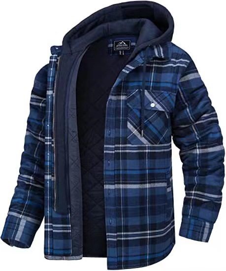 Icone™ PlaidJacket: Herre Stilfull Hette Glidelås Ternet Jakke