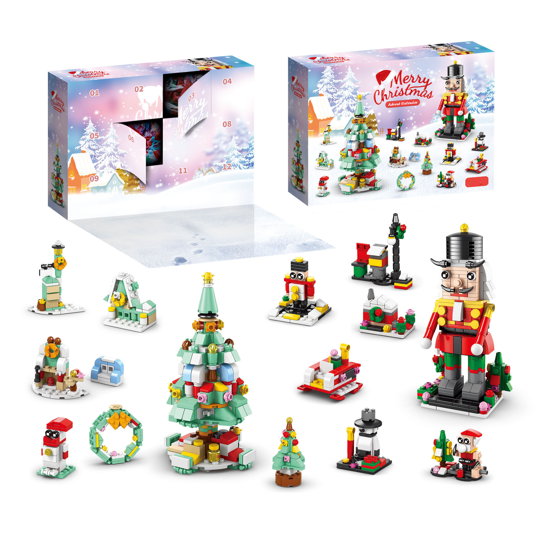 ChristmasBlocks: Jule Adventskalender Byggeklosser Sett
