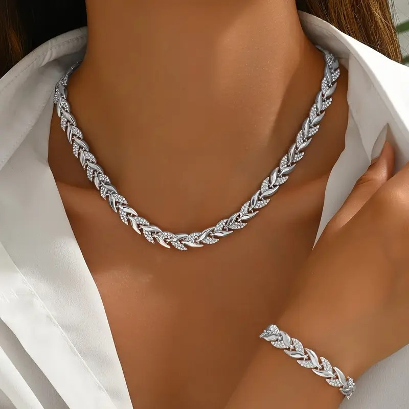 Jewelance™ FashionJewelry: Luksuriøst Pile-Inspireret Armbånd Og Halskæde Mode Smykker Sæt