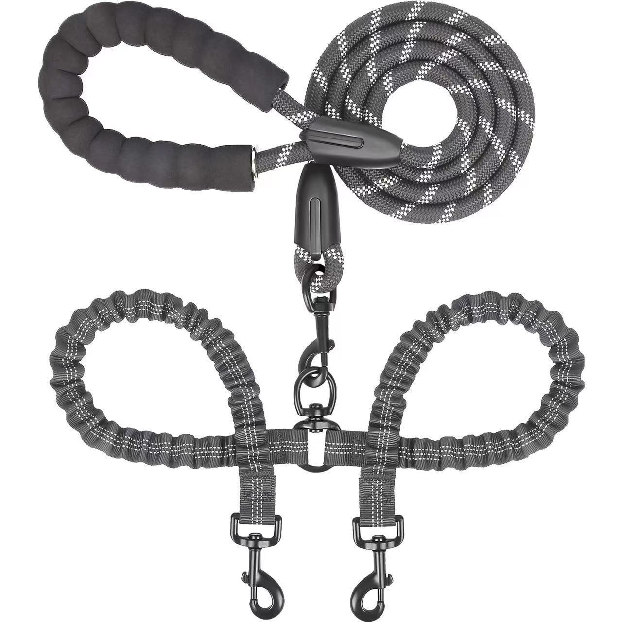 DogFri™ DogLeash: Flokefri 360° Roterbar Dobbel Tur Hundesnor