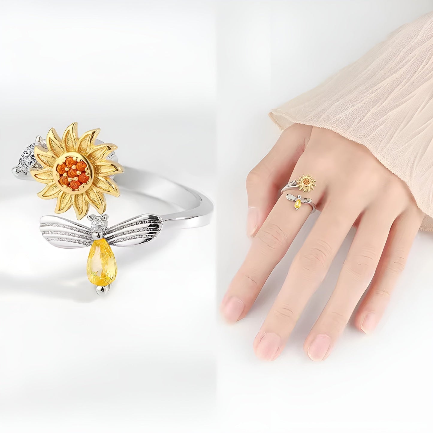 Jewelance™ SunflowerRing 1+1 GRATIS: Elegant Justerbar Spinning Solsikkering