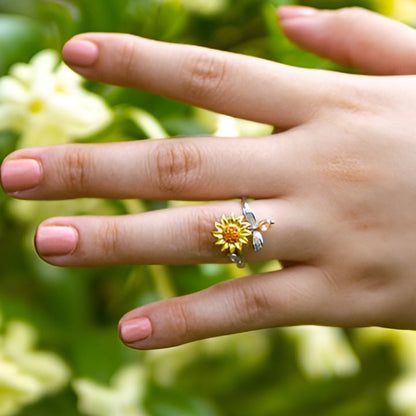Jewelance™ SunflowerRing 1+1 GRATIS: Elegant Justerbar Spinning Solsikkering
