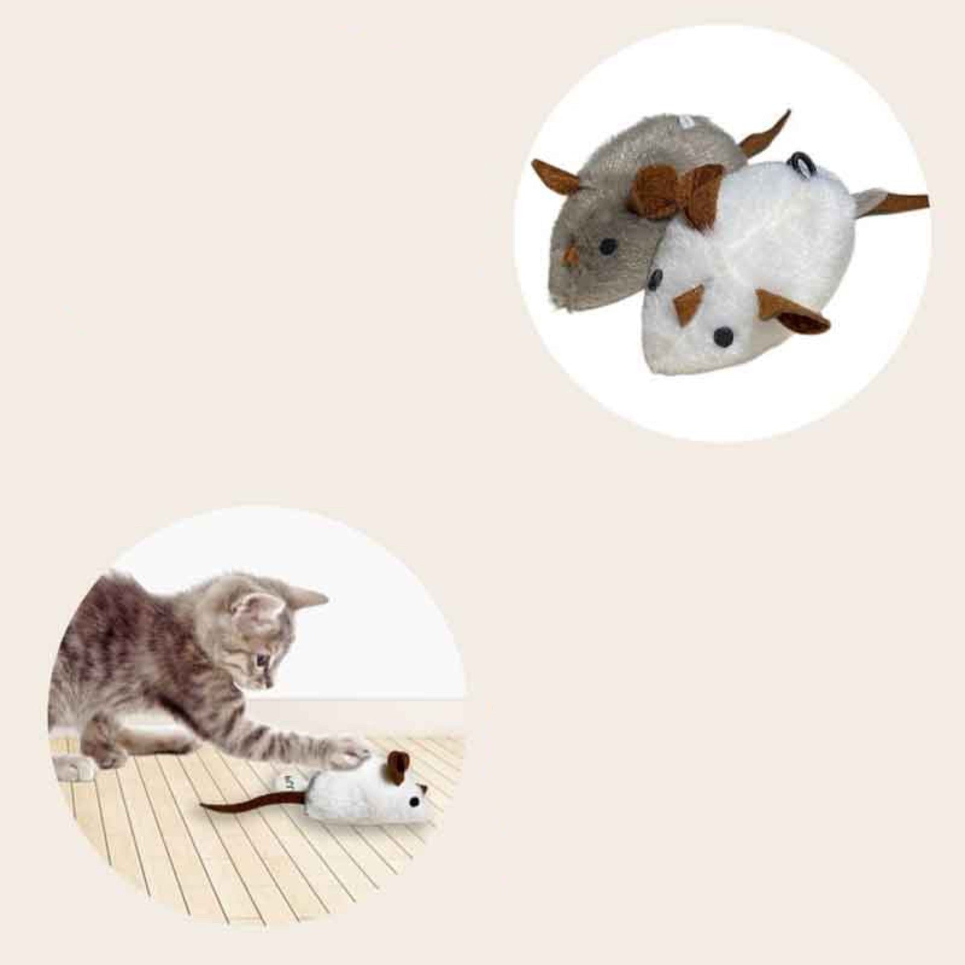 Catfri® SqueakyMouse 1+1 GRATIS: Realistisk Interaktiv Plysj Katteleke Pipende Mus