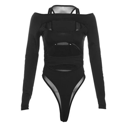 Icone™ MeshBodysuit: Dame Hull-ut Langermet Mesh Bodysuit