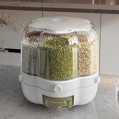 Globetrek° RotatableContainer: Stilfuld Multifunktionel 6-Rums Korn Roterbar Beholder