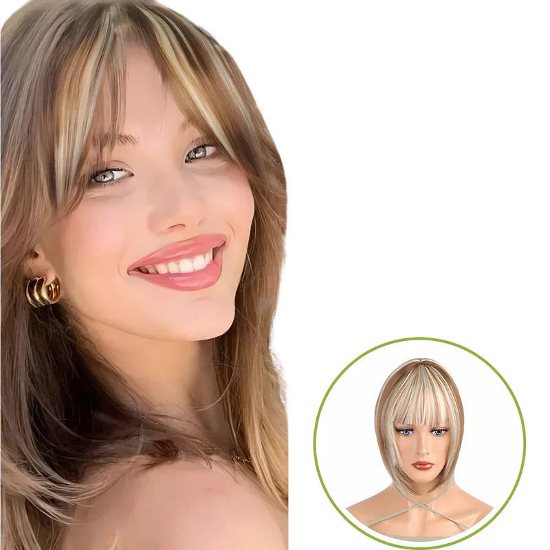 Rose® WigBangs 1+1 GRATIS: Sømløs Parykk Med Naturlig Utseende Panneluggforlengelser