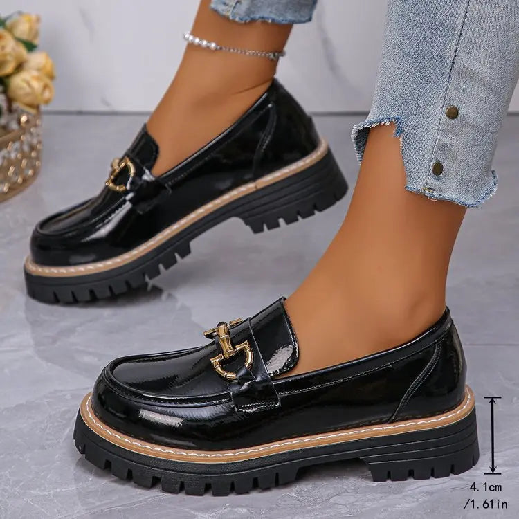Happy™ WomenLoafers: Lav Hæl Vintagestil Kjede Kvinner Loafers