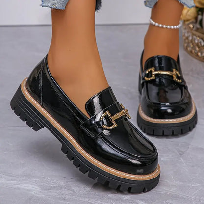 Happy™ WomenLoafers: Lav Hæl Vintagestil Kjede Kvinner Loafers
