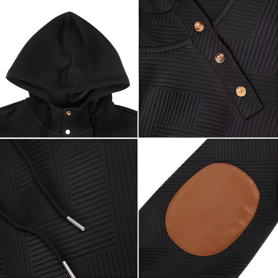 Icone™ VersatileHoodie: Tilfældig Halv-Knap Snøre Alsidig Hættetrøje