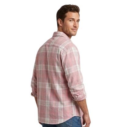 Icone™ CheckeredShirt: Stilfuld Tilfældig Pastel Lyserød Ternede Skjorte