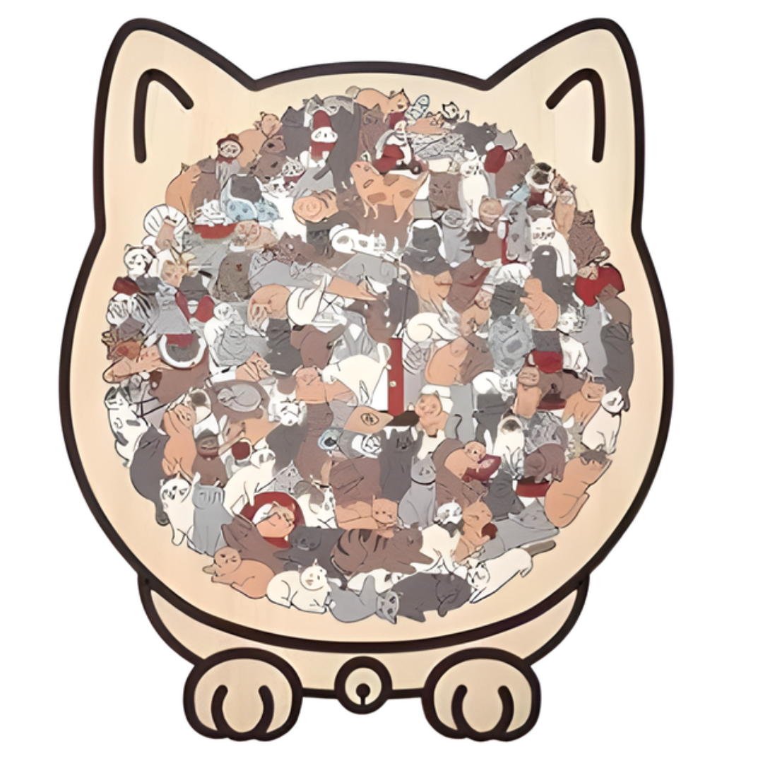 Kletshuts™CatPuzzle: Unikt Katt Puslespill i Fargerikt Tre
