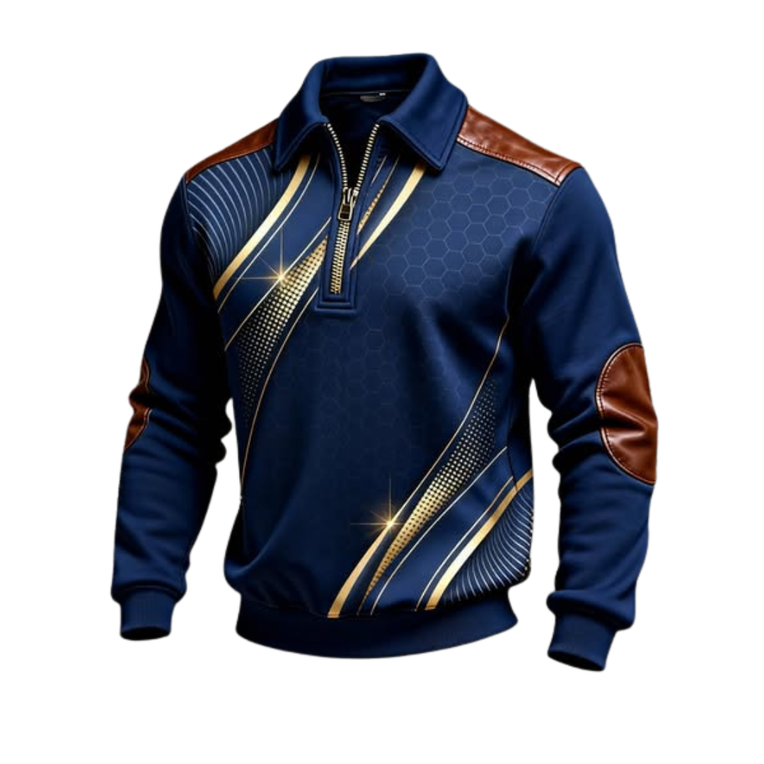 Icone™ CollaredSweatshirt: Stilfuld Tilfældig Halv-Lynlås Krave Sweatshirt