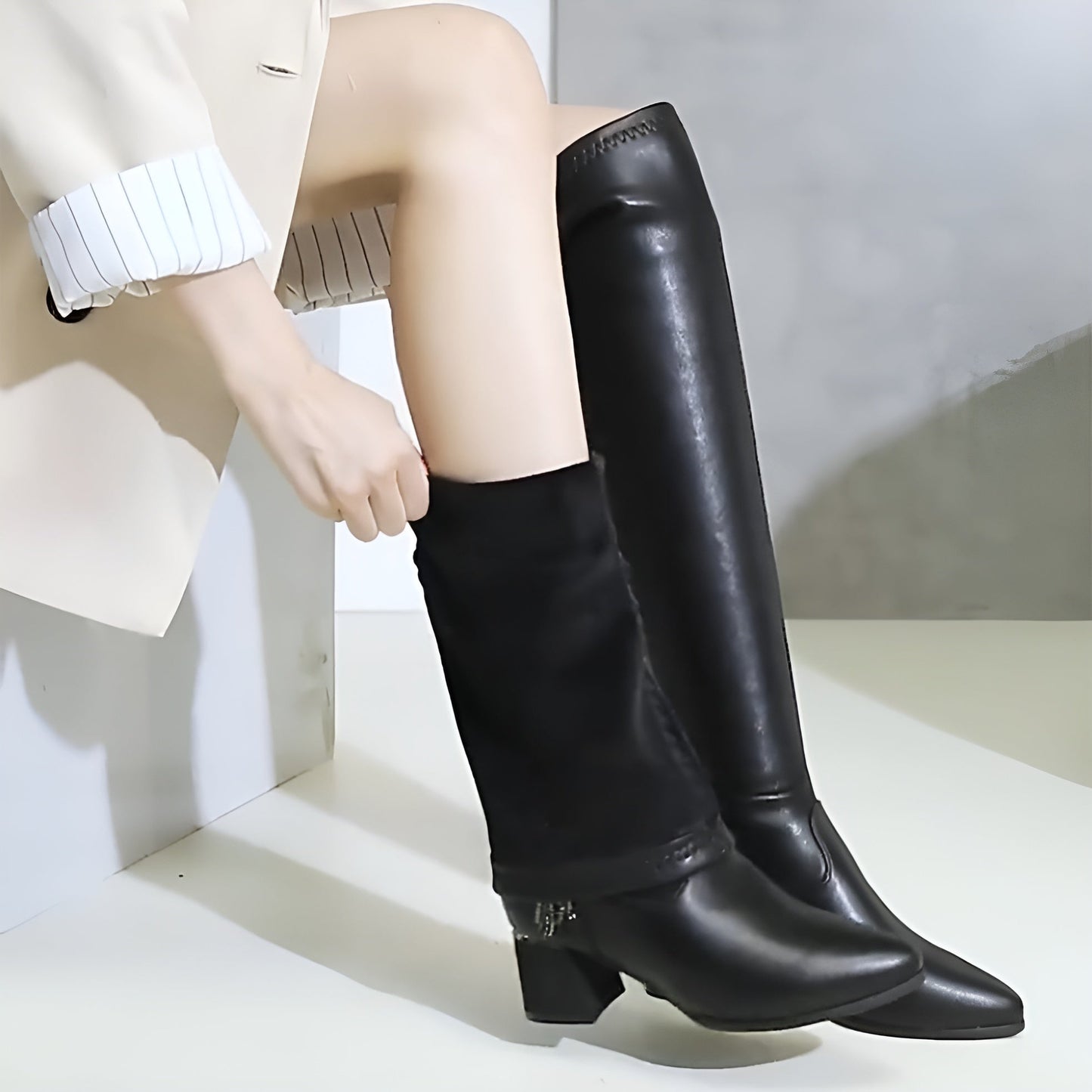 Happy™ HighBoots: Varme Stretch Skridsikre Slim Fit Høje Støvler