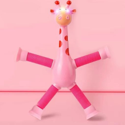 Kletshuts™ StretchyGiraffe: Teleskopisk Strekkbart Giraffleketøy Med Sugekopp