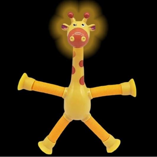 Kletshuts™ StretchyGiraffe: Teleskopisk Strekkbart Giraffleketøy Med Sugekopp
