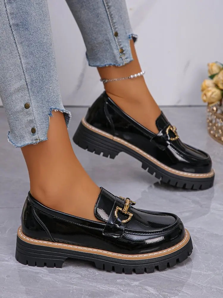 Happy™ WomenLoafers: Lav Hæl Vintagestil Kjede Kvinner Loafers