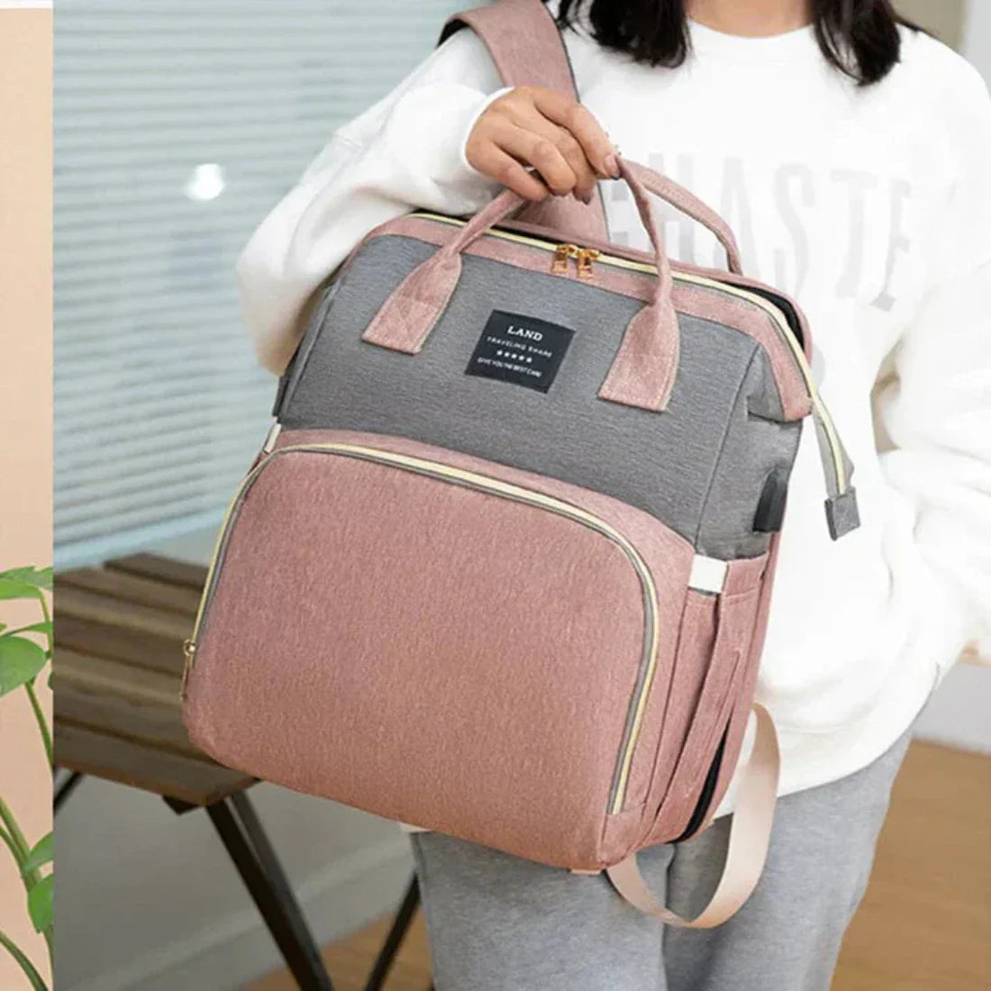 Icone™ MommyBag: Bærbar Veske Med Magisk Sammenleggbar Krybbe