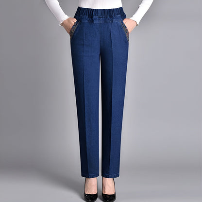 Icone™ CasualJeans: Elastisk Høj Talje Stretch Lige Ben Casual Jeans