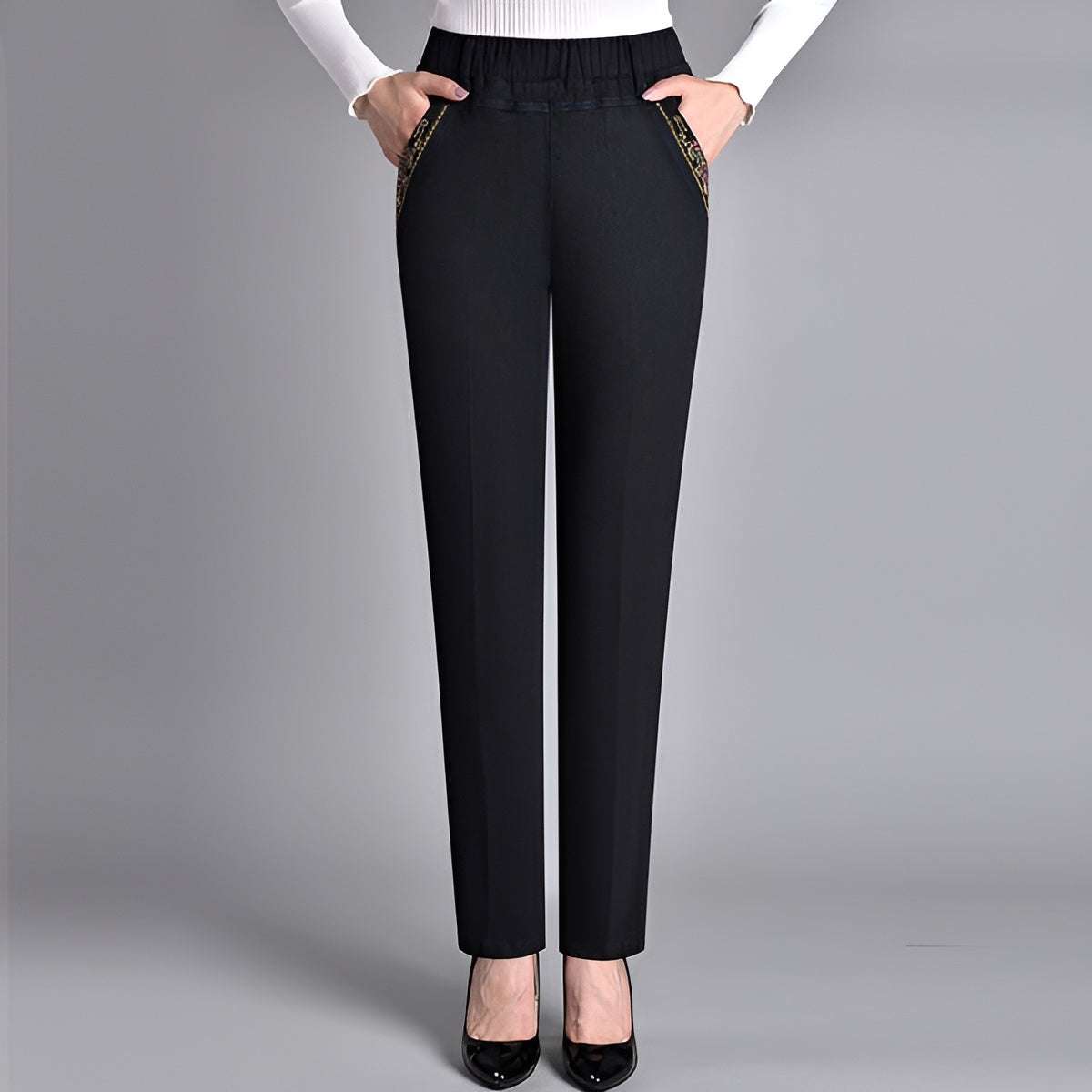 Icone™ CasualJeans: Elastisk Høj Talje Stretch Lige Ben Casual Jeans