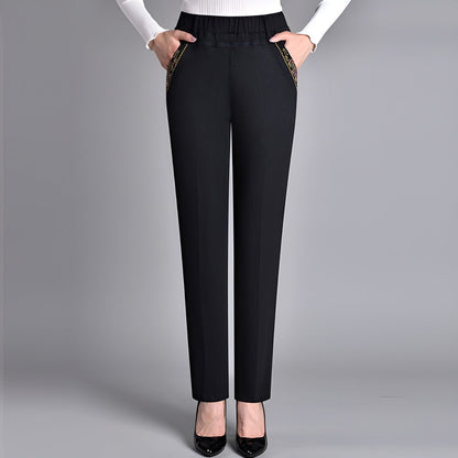 Icone™ CasualJeans: Elastisk Høj Talje Stretch Lige Ben Casual Jeans