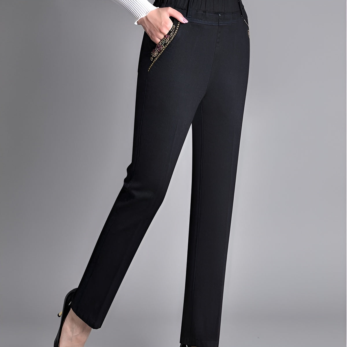 Icone™ CasualJeans: Elastisk Høj Talje Stretch Lige Ben Casual Jeans